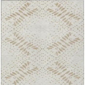 3' X 5' Beige Taupe And Tan Floral Washable Indoor Outdoor Area Rug
