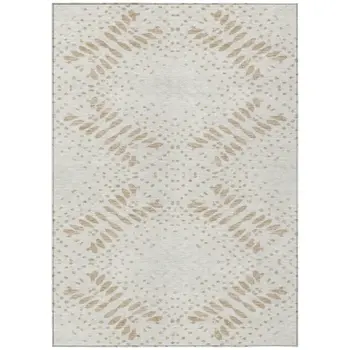 3' X 5' Beige Taupe And Tan Floral Washable Indoor Outdoor Area Rug