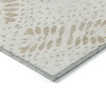 3' X 5' Beige Taupe And Tan Floral Washable Indoor Outdoor Area Rug