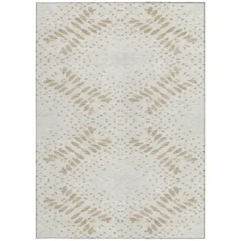 8' X 10' Beige Taupe And Tan Floral Washable Indoor Outdoor Area Rug