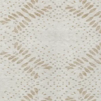 10' X 14' Beige Taupe And Tan Floral Washable Indoor Outdoor Area Rug
