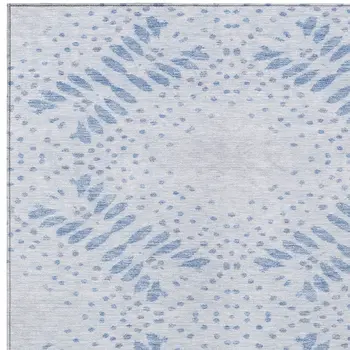 5' X 8' Denim Blue And Sky Blue Floral Washable Indoor Outdoor Area Rug