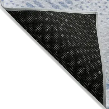 5' X 8' Denim Blue And Sky Blue Floral Washable Indoor Outdoor Area Rug
