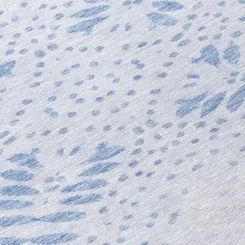 8' Denim Blue And Sky Blue Round Floral Washable Indoor Outdoor Area Rug