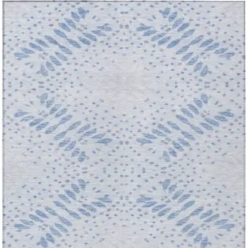 10' X 14' Denim Blue And Sky Blue Floral Washable Indoor Outdoor Area Rug