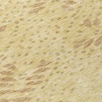 8' Gold Beige And Taupe Round Floral Washable Indoor Outdoor Area Rug