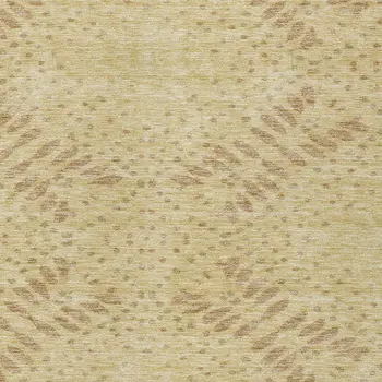 9' X 12' Gold Beige And Taupe Floral Washable Indoor Outdoor Area Rug