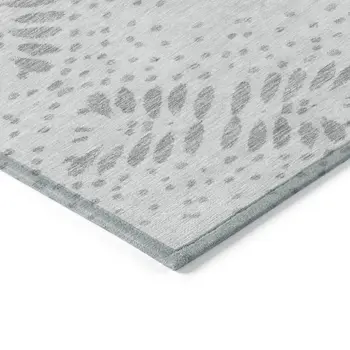 9' X 12' Gray And Silver Floral Washable Indoor Outdoor Area Rug