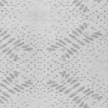 9' X 12' Gray And Silver Floral Washable Indoor Outdoor Area Rug