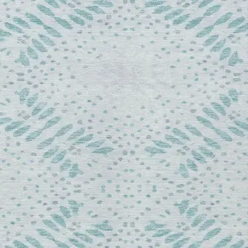 3' X 5' Teal Blue And Aqua Floral Washable Indoor Outdoor Area Rug