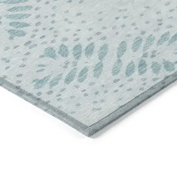 8' X 10' Teal Blue And Aqua Floral Washable Indoor Outdoor Area Rug