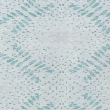 8' X 10' Teal Blue And Aqua Floral Washable Indoor Outdoor Area Rug