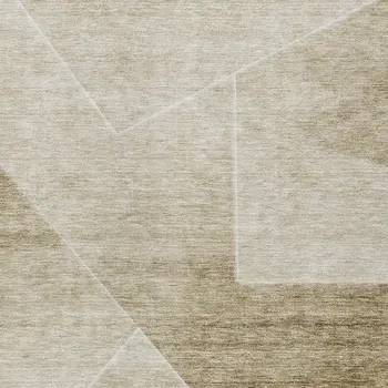 3' X 5' Beige Tan And Ivory Abstract Washable Indoor Outdoor Area Rug