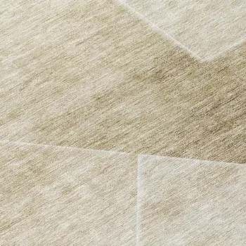 8' Beige Tan And Ivory Round Abstract Washable Indoor Outdoor Area Rug
