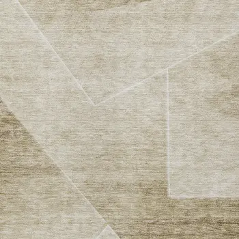 9' X 12' Beige Tan And Ivory Abstract Washable Indoor Outdoor Area Rug