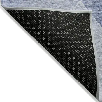 8' X 10' Navy Blue And Denim Blue Abstract Washable Indoor Outdoor Area Rug