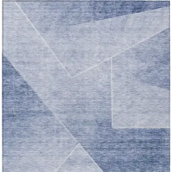 9' X 12' Navy Blue And Denim Blue Abstract Washable Indoor Outdoor Area Rug