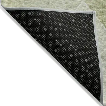 3' X 5' Sage And Artichoke Green Abstract Washable Indoor Outdoor Area Rug