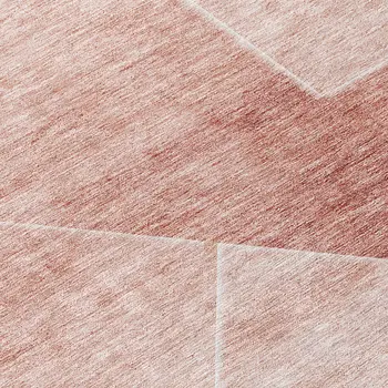 8' Salmon And Ivory Round Abstract Washable Indoor Outdoor Area Rug