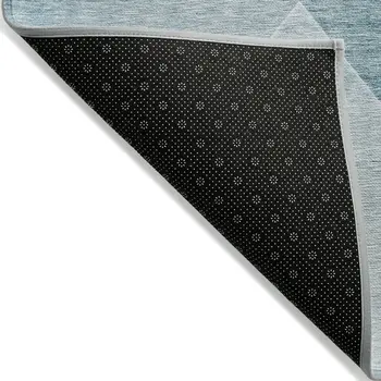 9' X 12' Teal Blue And Aqua Abstract Washable Indoor Outdoor Area Rug