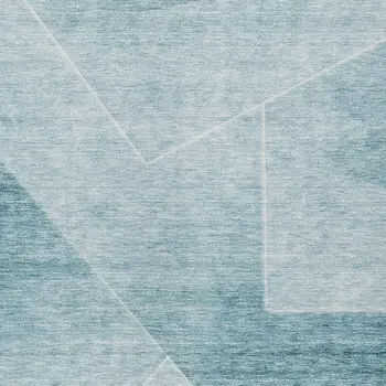 9' X 12' Teal Blue And Aqua Abstract Washable Indoor Outdoor Area Rug