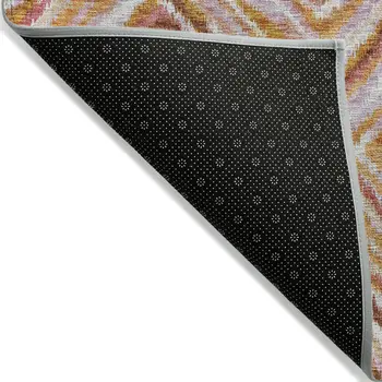 5' X 8' Orange Copper And Gold Geometric Washable Indoor Outdoor Area Rug