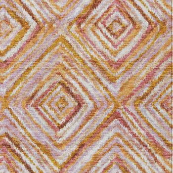 5' X 8' Orange Copper And Gold Geometric Washable Indoor Outdoor Area Rug