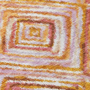 10' X 14' Orange Copper And Gold Geometric Washable Indoor Outdoor Area Rug