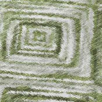 8' Artichoke Green And Sage Round Geometric Washable Indoor Outdoor Area Rug