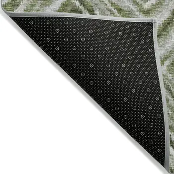 8' X 10' Artichoke Green And Sage Geometric Washable Indoor Outdoor Area Rug