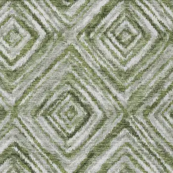 9' X 12' Artichoke Green And Sage Geometric Washable Indoor Outdoor Area Rug