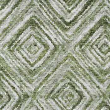 10' X 14' Artichoke Green And Sage Geometric Washable Indoor Outdoor Area Rug