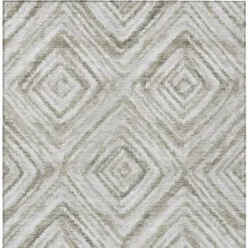 3' X 5' Beige Taupe And Ivory Geometric Washable Indoor Outdoor Area Rug
