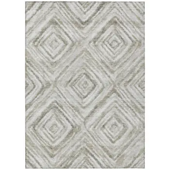 3' X 5' Beige Taupe And Ivory Geometric Washable Indoor Outdoor Area Rug