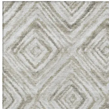 3' X 5' Beige Taupe And Ivory Geometric Washable Indoor Outdoor Area Rug