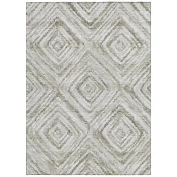 9' X 12' Beige Taupe And Ivory Geometric Washable Indoor Outdoor Area Rug