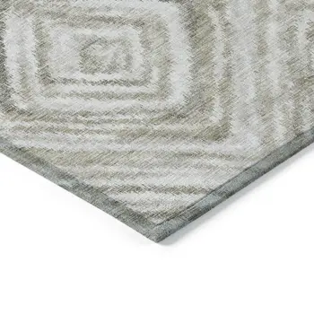 9' X 12' Beige Taupe And Ivory Geometric Washable Indoor Outdoor Area Rug