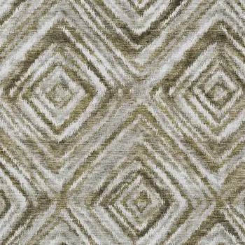 3' X 5' Brown Beige And Ivory Geometric Washable Indoor Outdoor Area Rug
