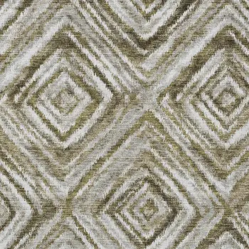 5' X 8' Brown Beige And Ivory Geometric Washable Indoor Outdoor Area Rug