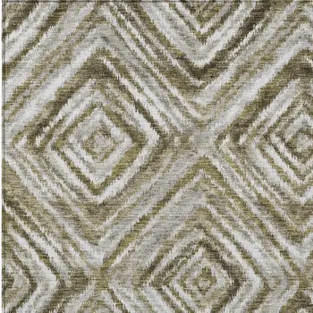 8' X 10' Brown Beige And Ivory Geometric Washable Indoor Outdoor Area Rug