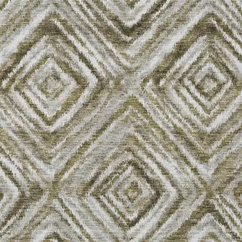 10' X 14' Brown Beige And Ivory Geometric Washable Indoor Outdoor Area Rug