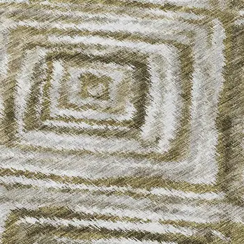 10' X 14' Brown Beige And Ivory Geometric Washable Indoor Outdoor Area Rug