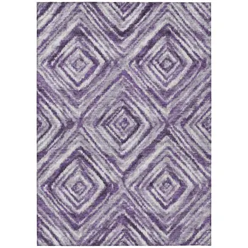 3' X 5' Purple Lavender And Gray Geometric Washable Indoor Outdoor Area Rug