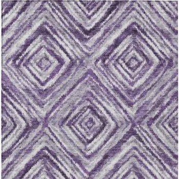 5' X 8' Purple Lavender And Gray Geometric Washable Indoor Outdoor Area Rug
