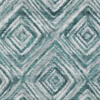 5' X 8' Teal Blue Aqua And Gray Geometric Washable Indoor Outdoor Area Rug