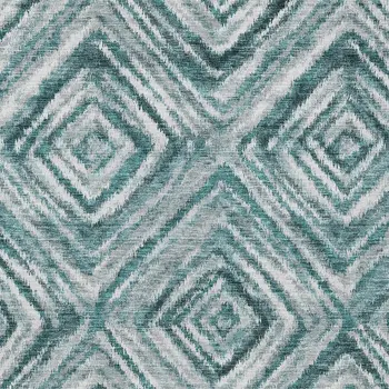 8' X 10' Teal Blue Aqua And Gray Geometric Washable Indoor Outdoor Area Rug