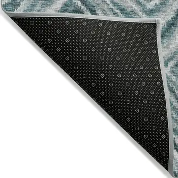 9' X 12' Teal Blue Aqua And Gray Geometric Washable Indoor Outdoor Area Rug