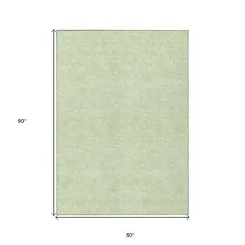 5' X 8' Artichoke Green And Mint Green Floral Washable Indoor Outdoor Area Rug