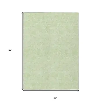 9' X 12' Artichoke Green And Mint Green Floral Washable Indoor Outdoor Area Rug