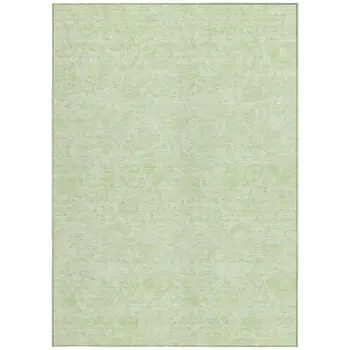 10' X 14' Artichoke Green And Mint Green Floral Washable Indoor Outdoor Area Rug